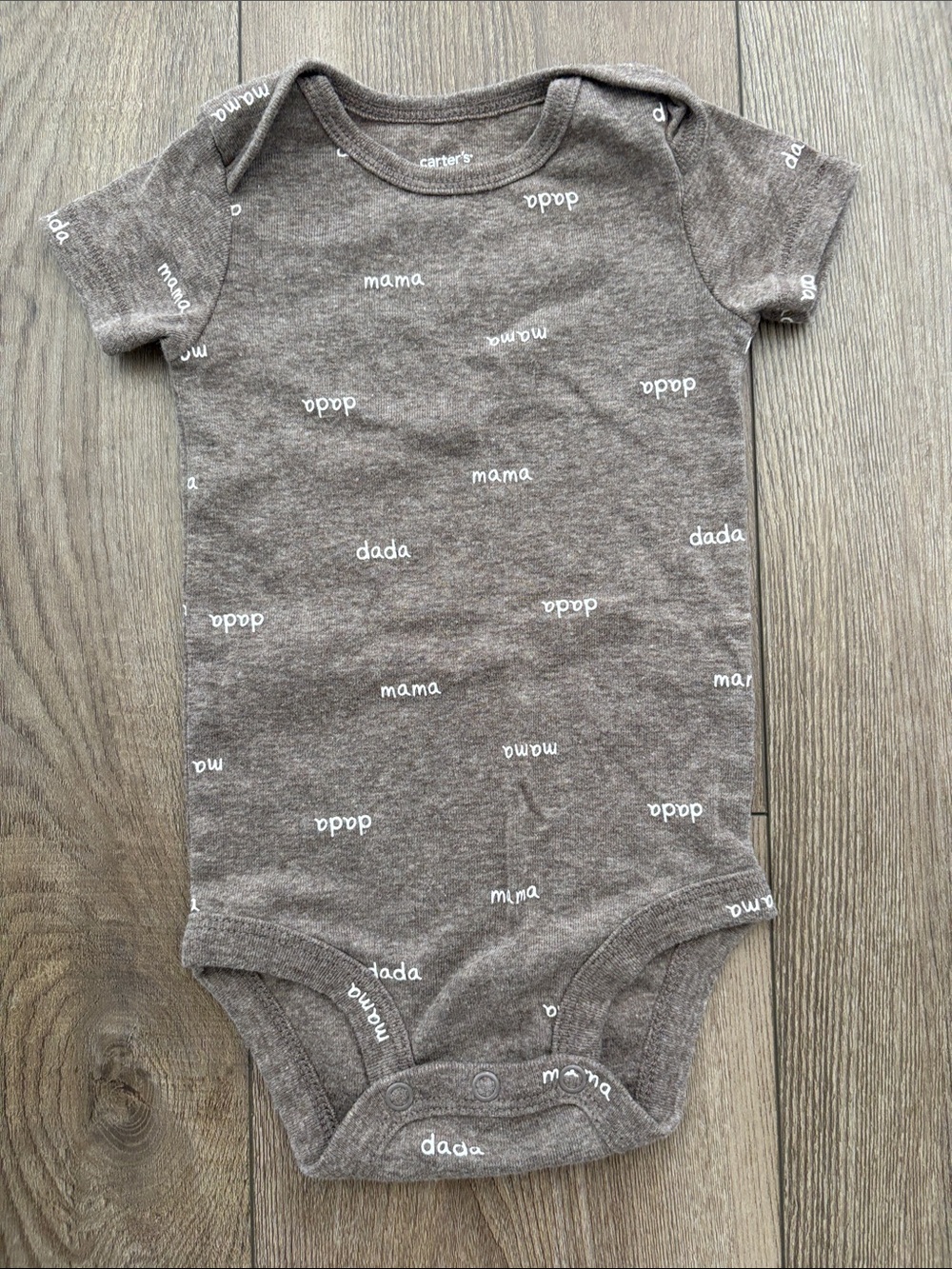 Carter's Brown Short-Sleeve 'mama dada' One-Piece Bodysuit